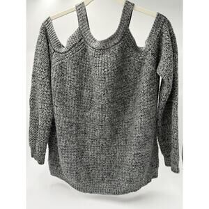 Cozy Casual Women's Cold Shoulder Soft Stretchy Knit Gray Sweater Size M/L #32